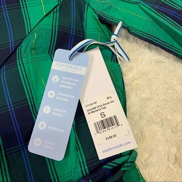 🆕 Southern Tide Green Isle Plaid Marlena Surplice Top - Picture 3 of 9